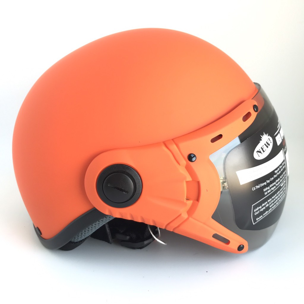 Mũ bảo hiểm nửa đầu kính chống lóa - Asia MT105K - Cam nhám - Vòng đầu 57-59cm - Kính mầu trà - Bảo hành 12 tháng
