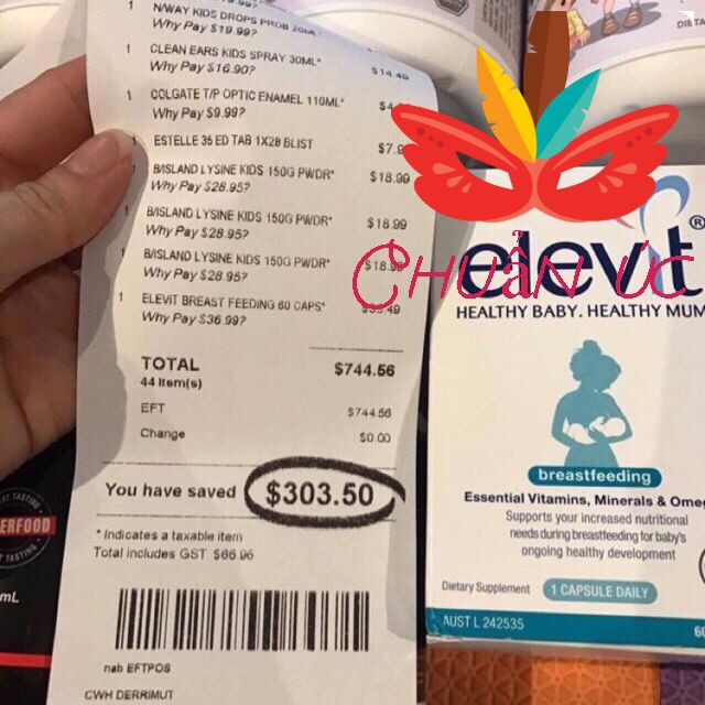 [Đủ bill] Viên vitamin ELEVIT BREASTFEEDING - Elevit sau sinh [ Chip Chemist]