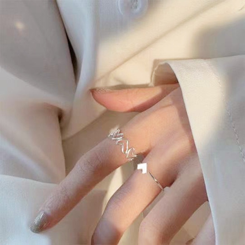 Set 2 nhẫn mở hình trái tim thời trang cho nữ