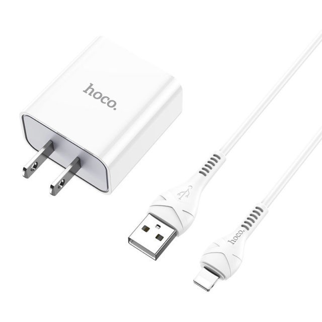 Bộ sạc Hoco C81 USB Lightning sạc nhanh 2.1A, thích hợp nhiều dòng iPhone/iPad..., dây nhựa dẻo, dài 100cm