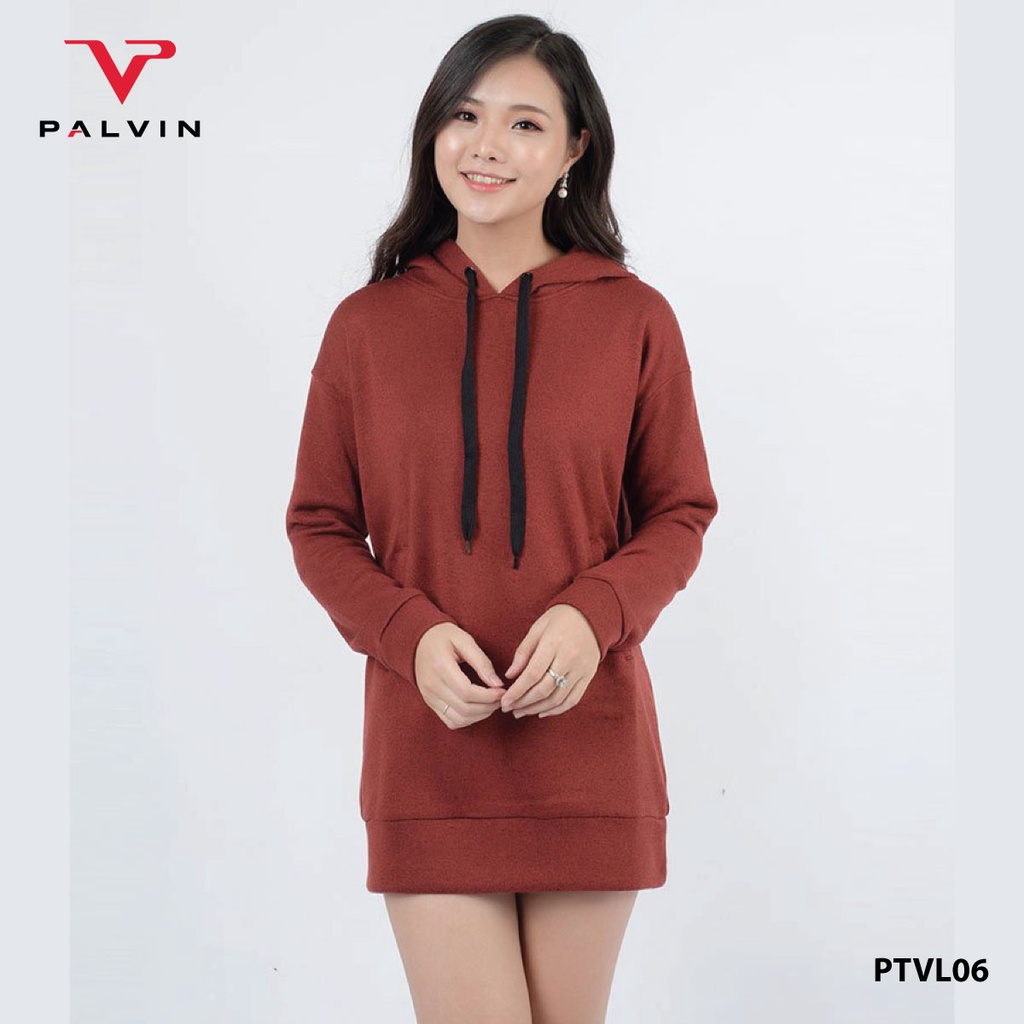 Áo váy hoodie cao cấp PALVIN nữ xám nhạt, đỏ cam - PTVL06