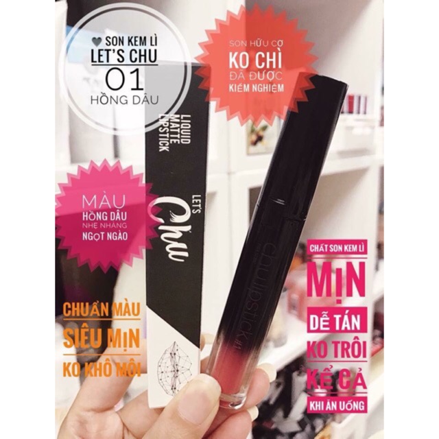 💥💥 Son Kem Lì Chu Liquid Matte Lipstick #01 - HỒNG DÂU