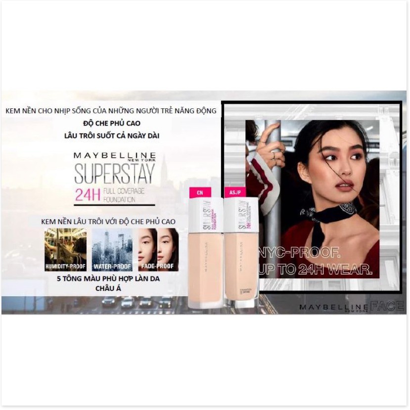 [Mã giảm giá] Kem Nền Che Phủ Hoàn Hảo, Bền Màu Lâu Trôi Maybelline Super Stay 24H Full Coverage Foundation 30ml | BigBuy360 - bigbuy360.vn
