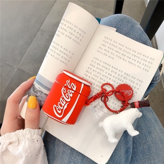 COCA-COLA Vỏ Đựng Bảo Vệ Hộp Sạc Tai Nghe Airpods 1 / 2 / 3 Pro Hình 3d Kèm Móc Khóa