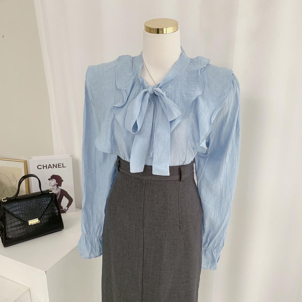 Áo Sơ Mi Voan Cổ Thắt Nơ Thanh Lịch 49763