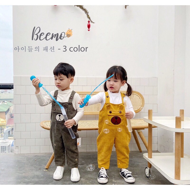 Yếm nhung dáng quần cho bé trai bé gái chính hãng Beemo