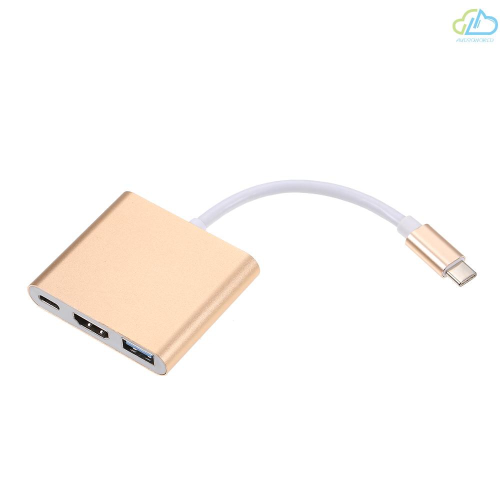 Cáp Chuyển Đổi Usb 3.1 Type-C Sang Usb 3.0 / Hd / Type-C Hub Usb-C 3 Trong 1 Cho Macbook Pro / Dell Xps 13