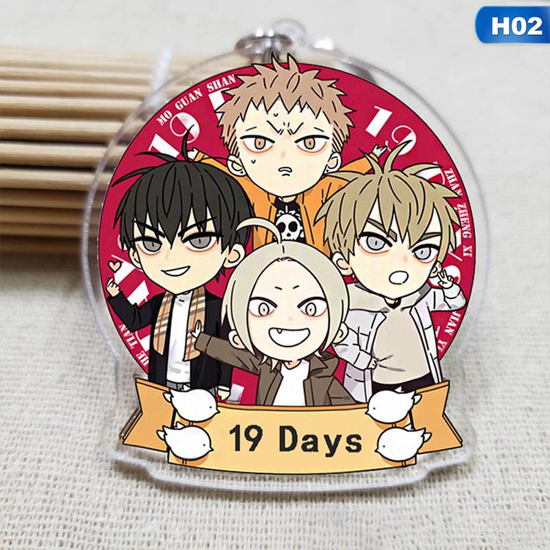 Móc treo chìa khóa 2 mặt in hình hoạt hình 19 Days bằng acrylic dễ thương