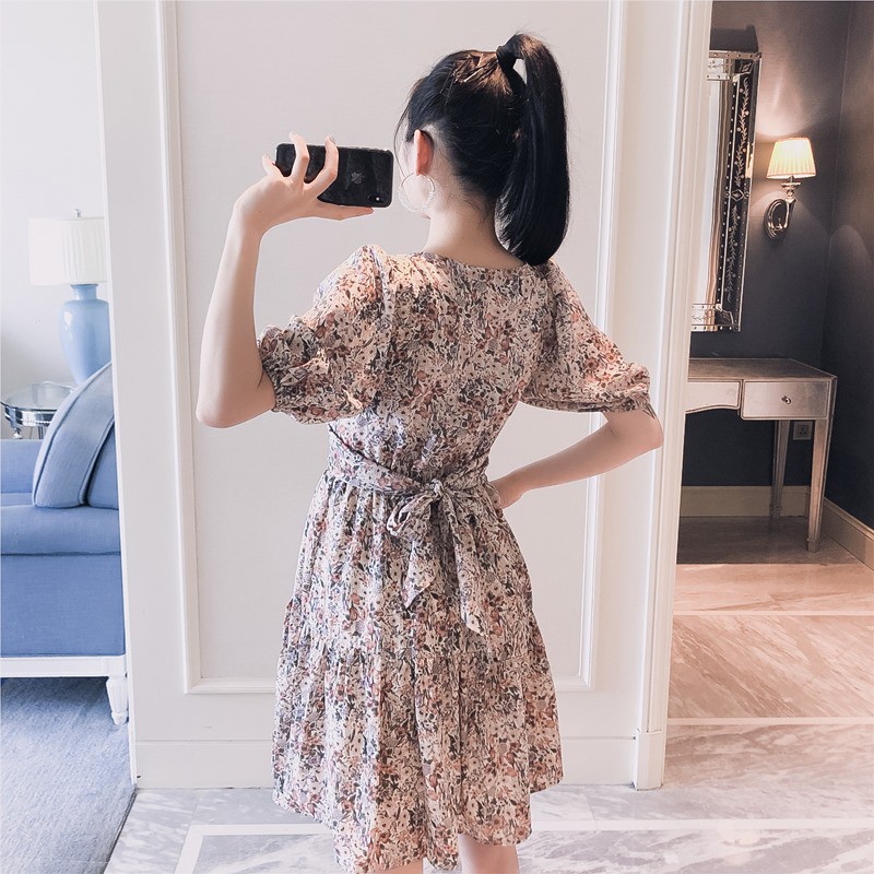 Váy Bầu Đầm Bầu Xếp Voan Chít Eo Gọn Dáng A1820