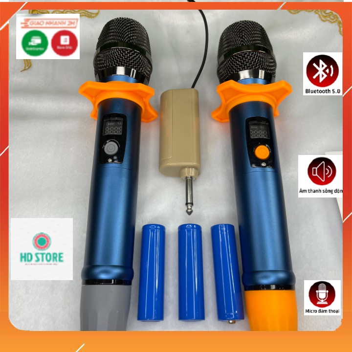 Micro Không Dây QBL 826 Cao Cấp. Bộ 2 Micro QBL-826 Âm Thanh Hay Chuyên Cắm Âm Ly, Loa Kéo, Chống Hú Tốt. Bảo Hành 12 T