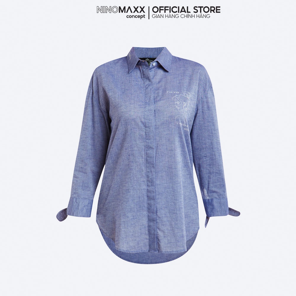 N&amp;M Áo Sơ Mi Nữ tay dài 100% Cotton 2002009