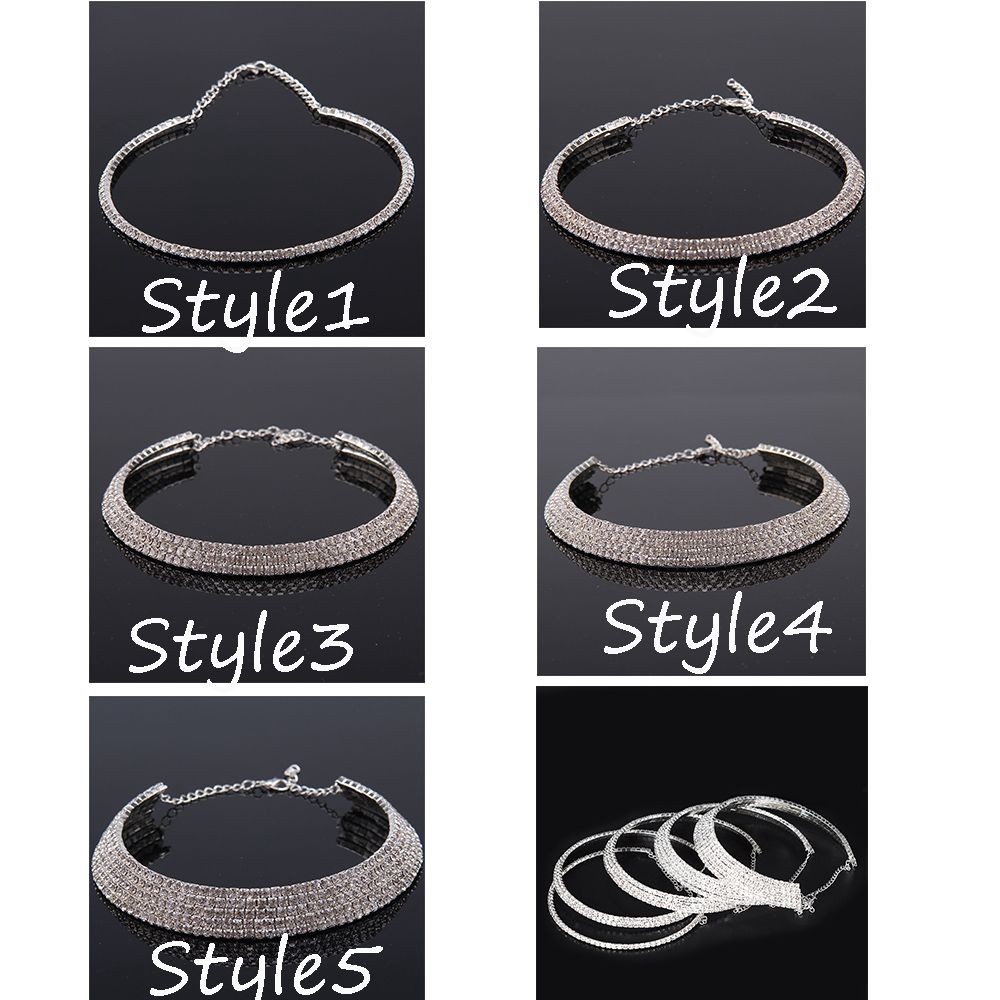 Vòng cổ hợp kim dạng khoen tròn khảm đá lấp lánh sành điệu cho nữ | BigBuy360 - bigbuy360.vn