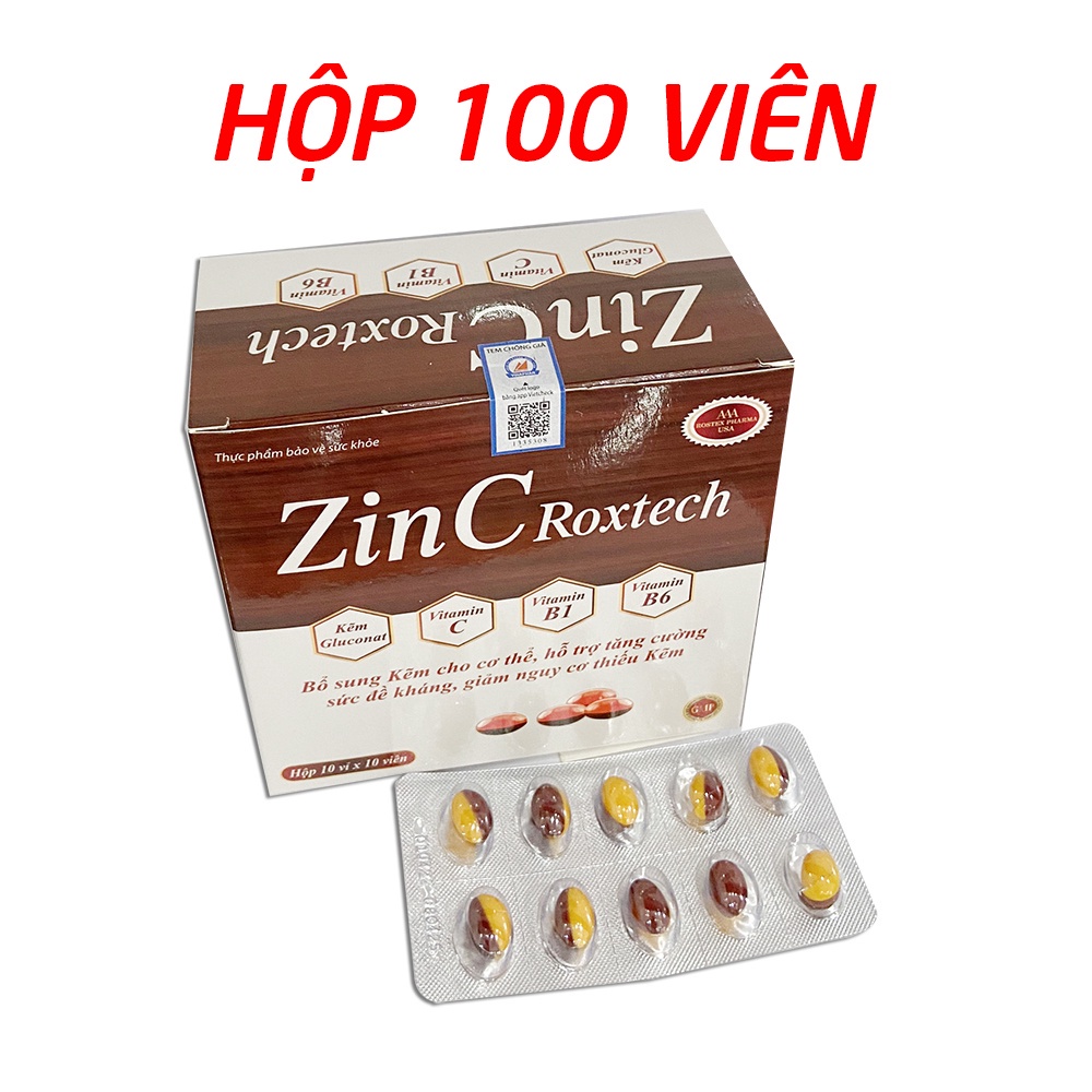 Viên kẽm ZinC Roxtech, vitamin C, B tăng cường sức đề kháng, tăng sức khỏe - 100 viên