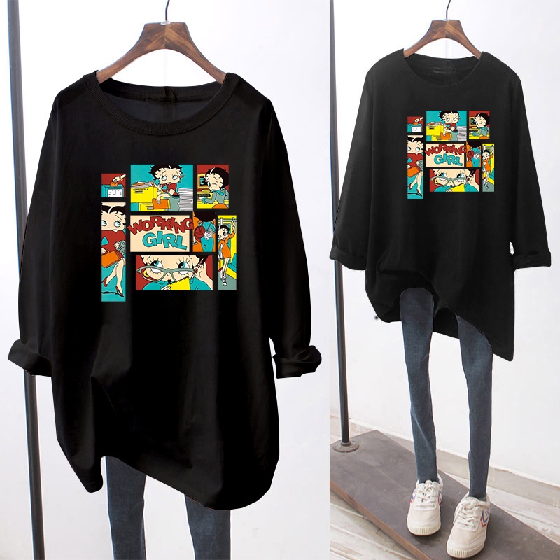 NRVP Áo Thun Nữ Dài Tay Cổ Tròn Thời Trang Hàn