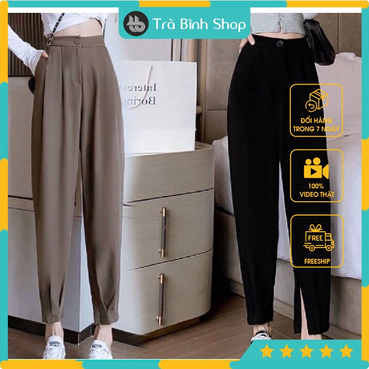 Quần Baggy Công Sở Ống Khóa Kéo Chân Cho Nữ Hàng VNXK