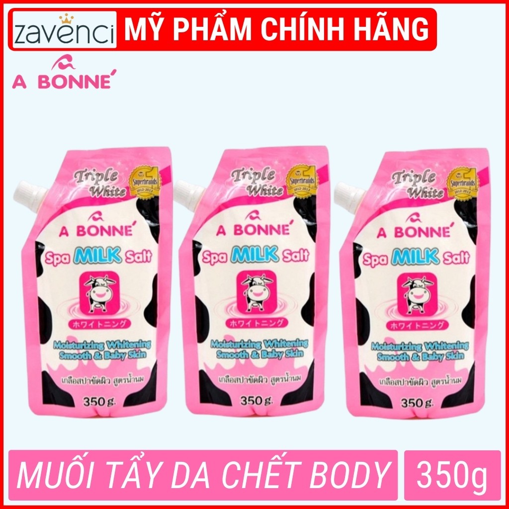 Muối tắm sữa bò A Bonne Spa Milk Salt tẩy tế bào chết body sữa tươi vitamin c 350g - ZAVENCI Official