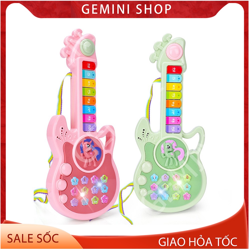 ĐÀN GHITA CHO BÉ, ĐỒ CHƠI ĐÀN GHITA UNICORN ĐỘC ĐÁO MÃ DGT CÓ ĐÈN LED GEMINI SHOP