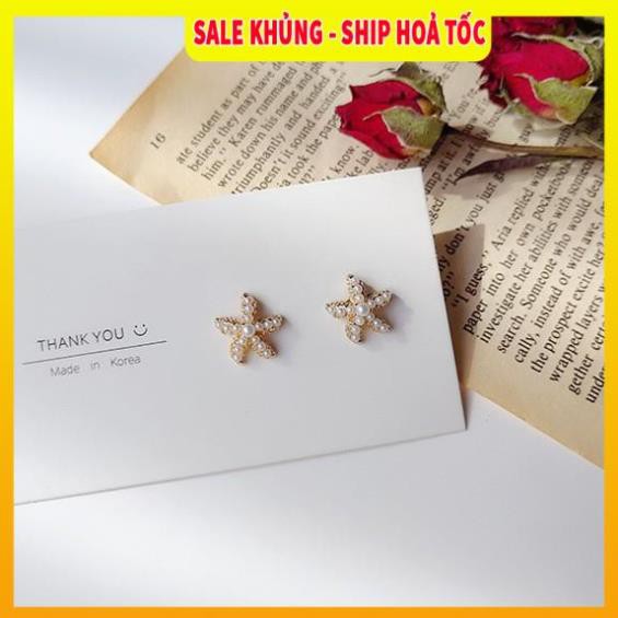 Có Video, Ảnh Thật ⚡SALE⚡ Bông tai đính đá hình sao biển| Khuyên tai nữ đẹp - Wink Accessories L1AS04