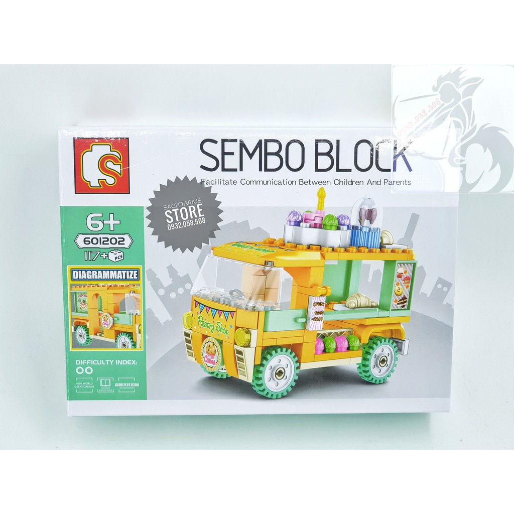 Combo 4 Hộp Lego Sembo Block 601200 ~ 301203 Lắp Ráp Cửa Hàng Lưu Động ( 542 Mảnh )- Hàng có sẵn