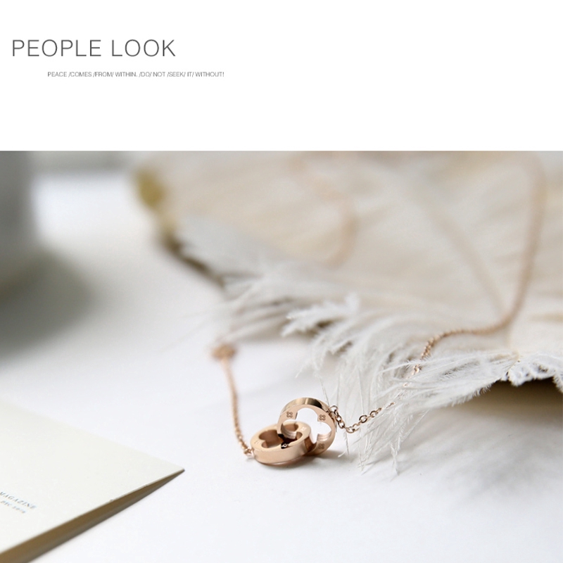 Vòng cổ bằng thép titan màu vàng hồng thời trang cho nữ | BigBuy360 - bigbuy360.vn