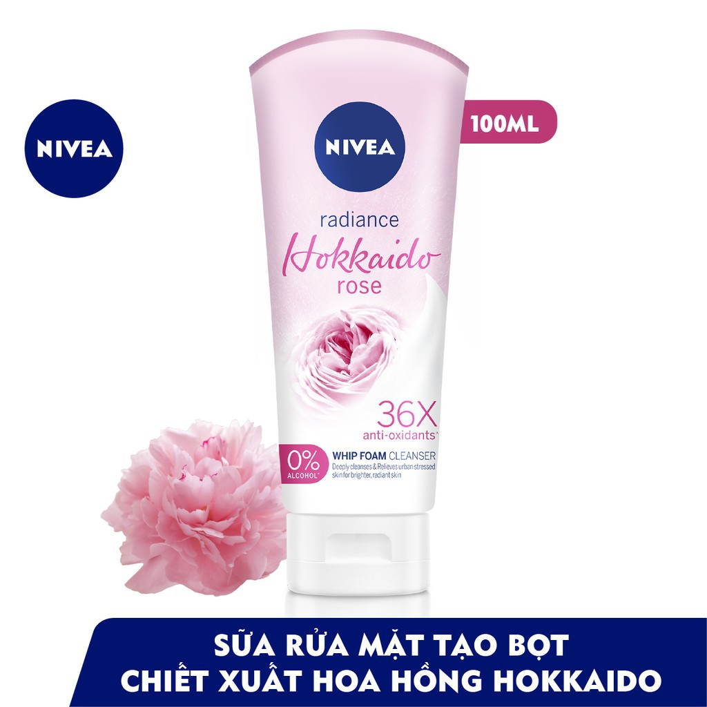 Sữa rửa mặt tạo bọt Nivea Radiance Hokkaido Rose (100ml) - 84984