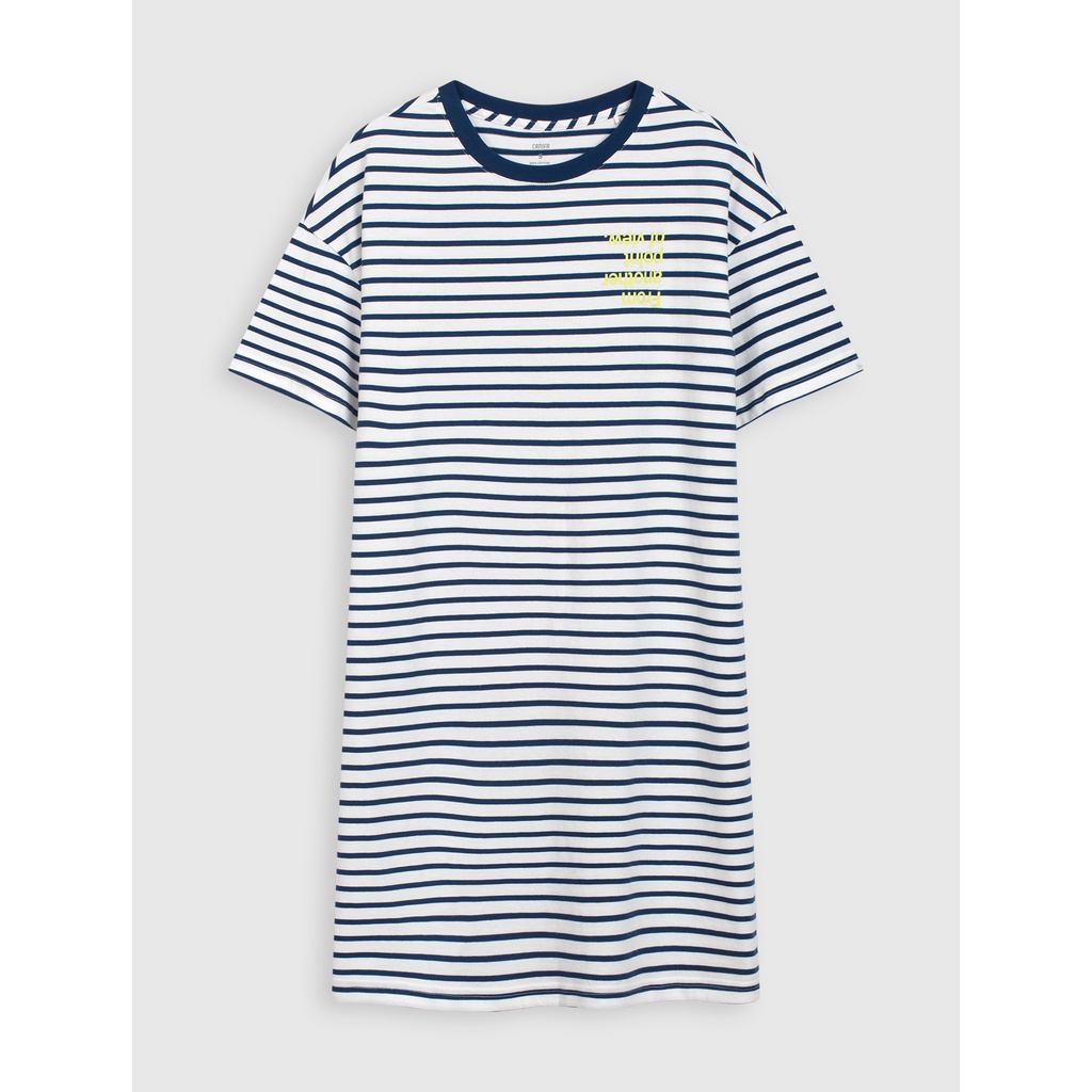 Váy liền nữ cotton USA kẻ ngang CANIFA 6DS21S008