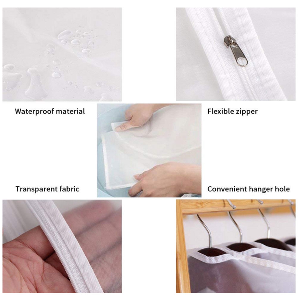 【cfh】Túi Bọc Quần Áo Chống Bụi Bẩn Bằng Nhựa Trong Suốt Washable Dust Cover Transparent Clothing Pocket Suit Bag