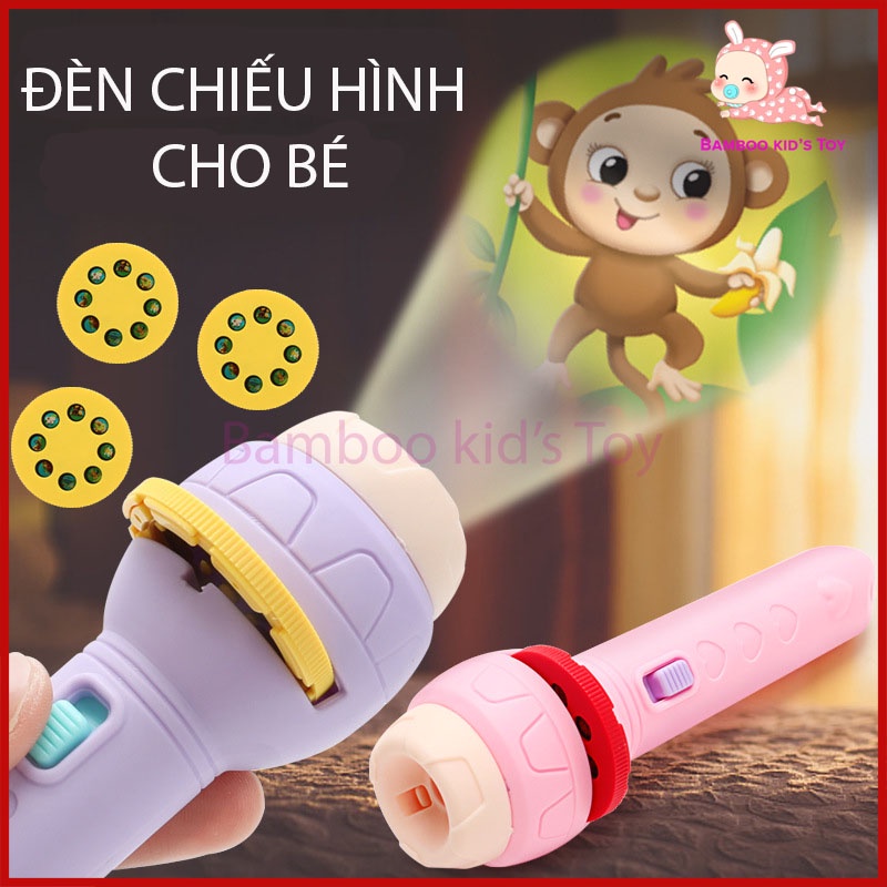 Đèn pin chiếu hình cho bé 24 hình động vật sắc nét, đồ chơi cho bé phát triển trí tuệ bé vui chơi khám phá