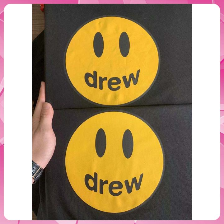Áo phông tay lỡ in hình mặt cười DREW chất coton 100% cao cấp,áo thun phom rộng tay lỡ nam nữ unisex  in mặt cười DREW.