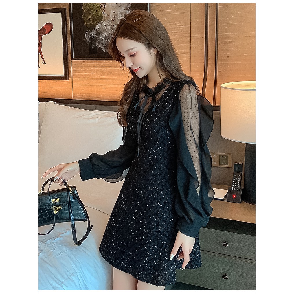 🌸Hàng Order🌸Váy Tay Voan Thắt Nơ Cổ Sành Điệu Nữ Tính 🌸Hàng Quảng Châu