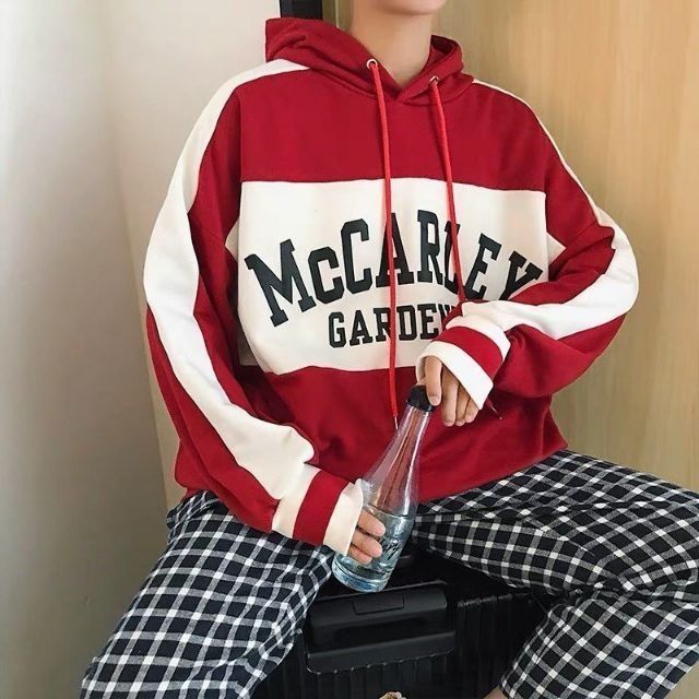 Áo hoodie phối chữ nam nữ FREESIZE