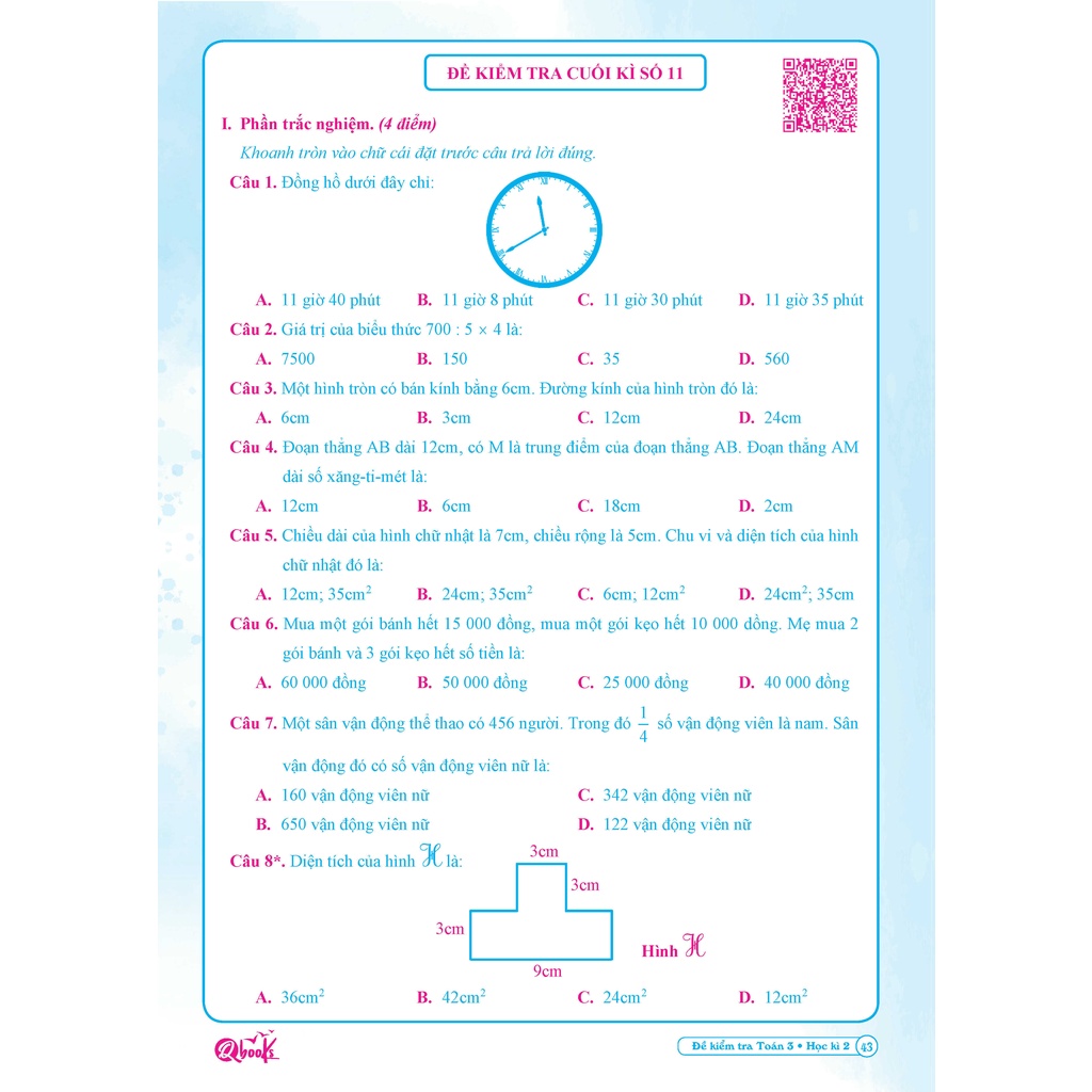 Sách - Đề kiểm tra TOÁN 3 học kì 2 (1 cuốn)