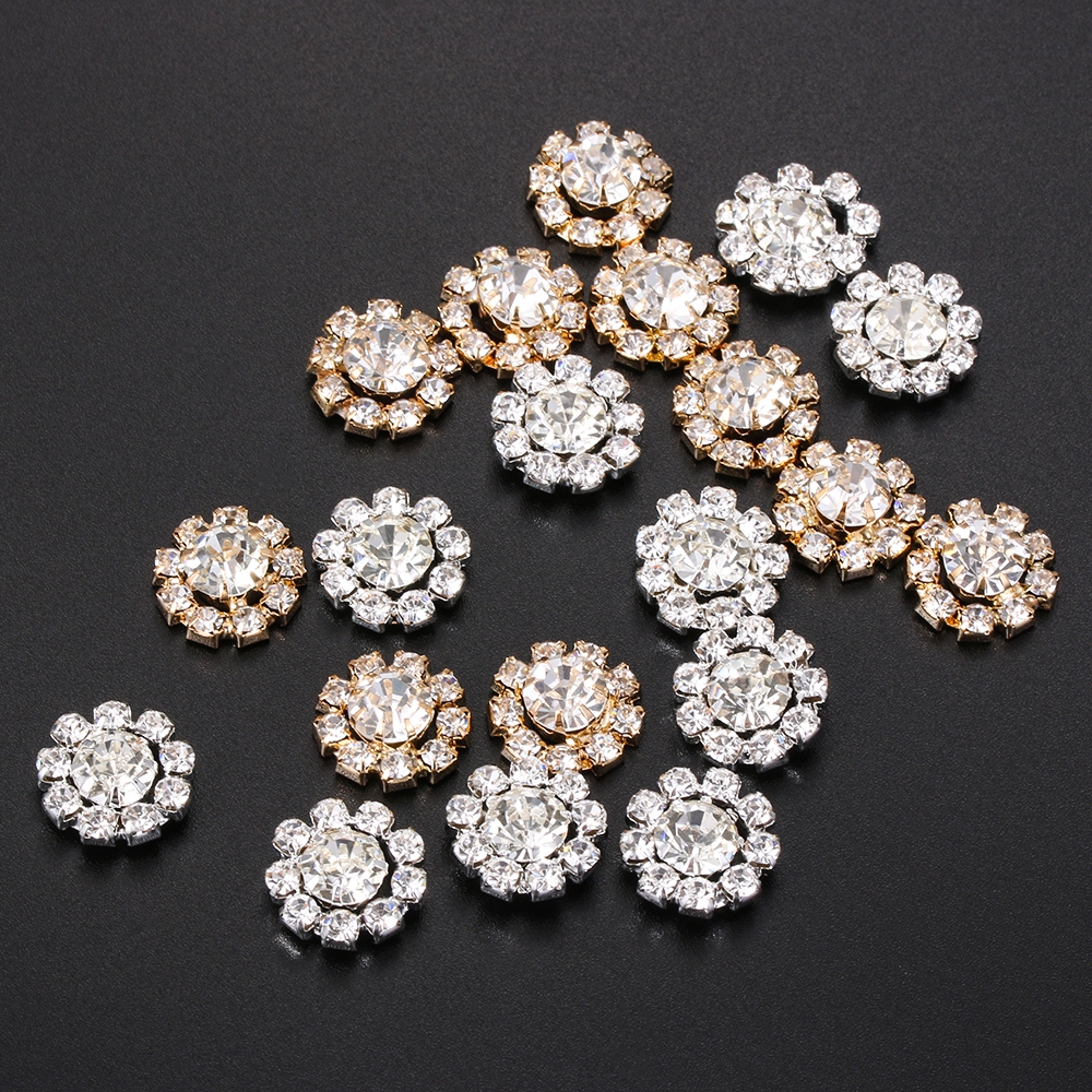 Set 10 cúc áo đính đá hình bông tuyết sang trọng