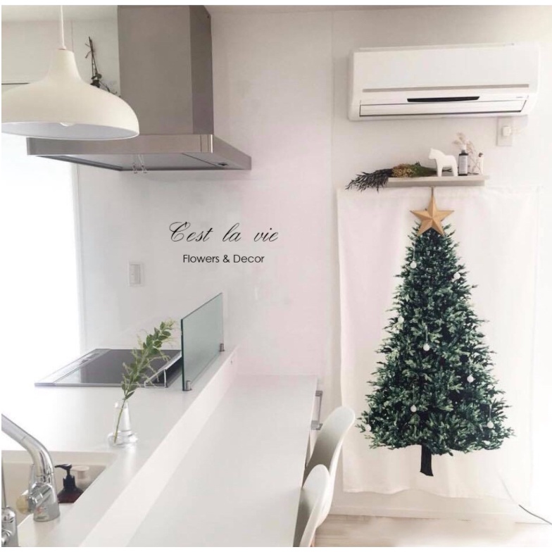 100*150CM Tấm vải treo tường trang trí giáng sinh hình cây thông đơn giản