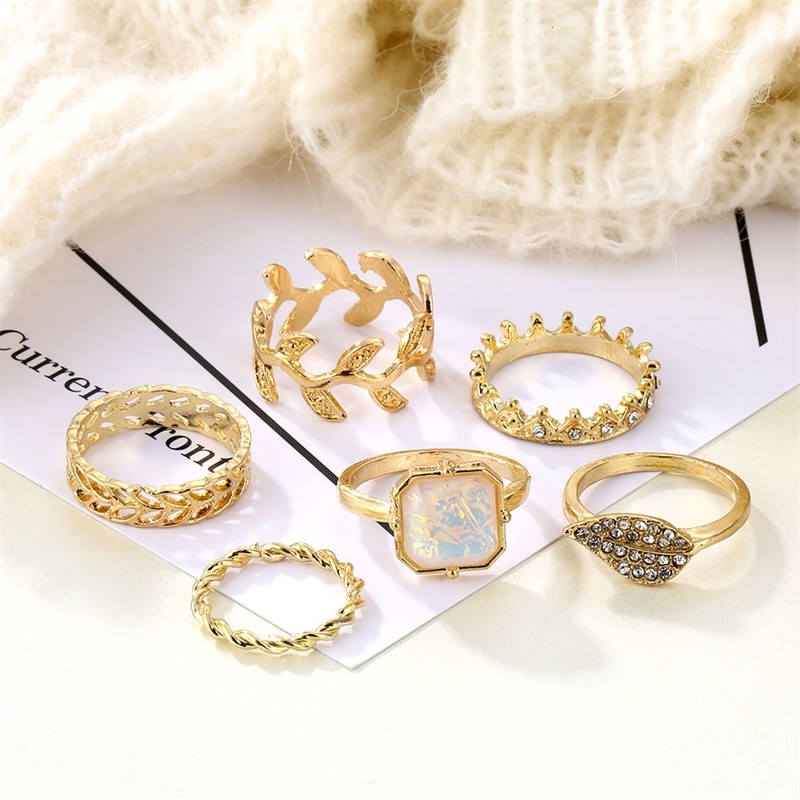 Set 6 Nhẫn Đeo Đốt Ngón Tay Thời Trang Cho Nữ