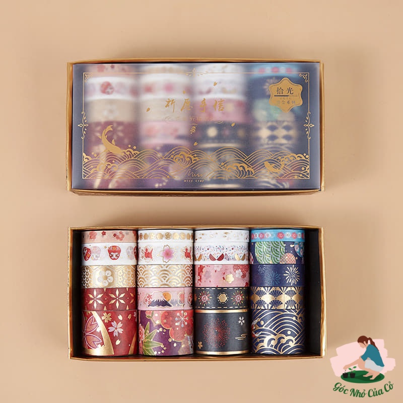 Hộp 20 cuộn Băng dính washi tape chim hạc cổ trang gocnhocuaco VPP0040