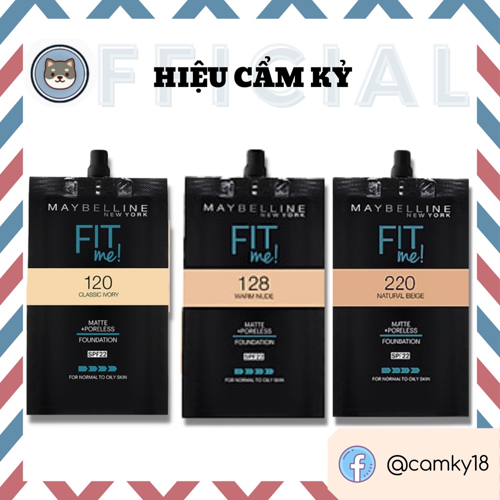Sample Kem Nền Mịn Lì Fit Me Maybelline New York Matte Poreless Foundation SPF 22 30ml 120 | 128 | 220