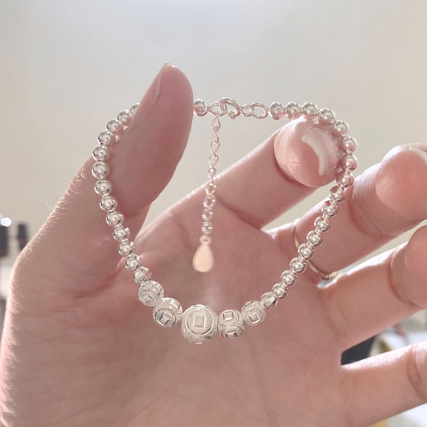 Lắc tay nữ bi bạc, Vòng tay nữ chất liệu bạc ta cao cấp - Trang sức bạc Evasilver