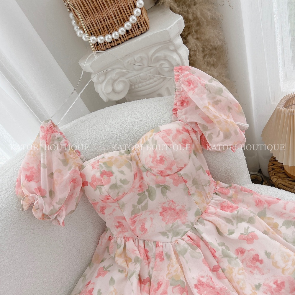 Đầm Hoa Cúp Ngực Bochun Lưng