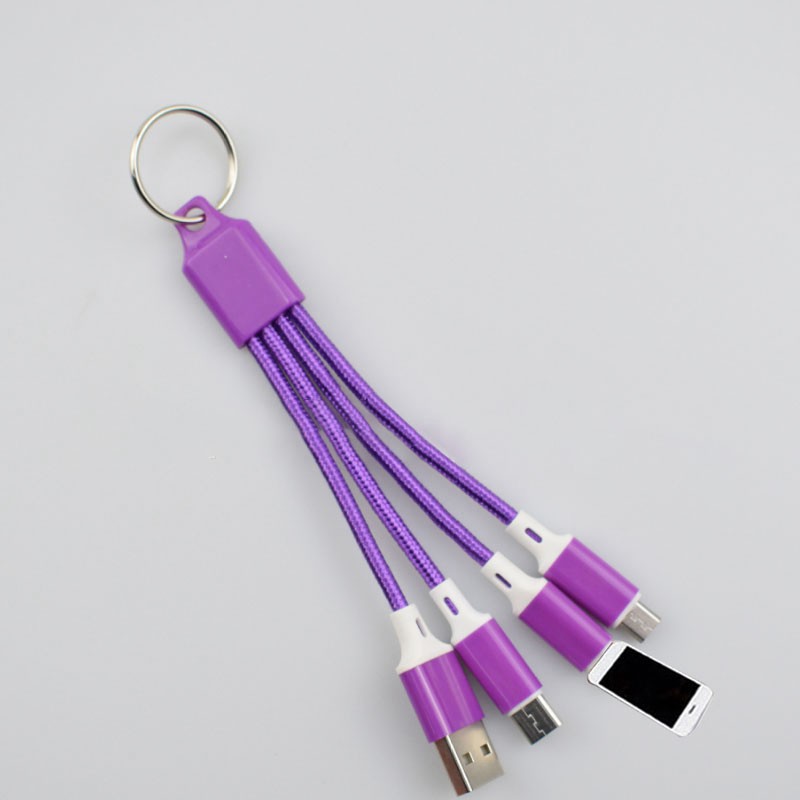 Dây cáp sạc 3 trong 1 SUNTAIHO đầu USB sang Micro/type c/ios 2.4A 10CM