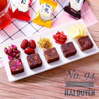 Trà gừng mix vị - Trà gừng hoa hồng, táo đỏ, hoa mộc, kỷ tử, đường đỏ hsd 2020 hàng nội địa Trung