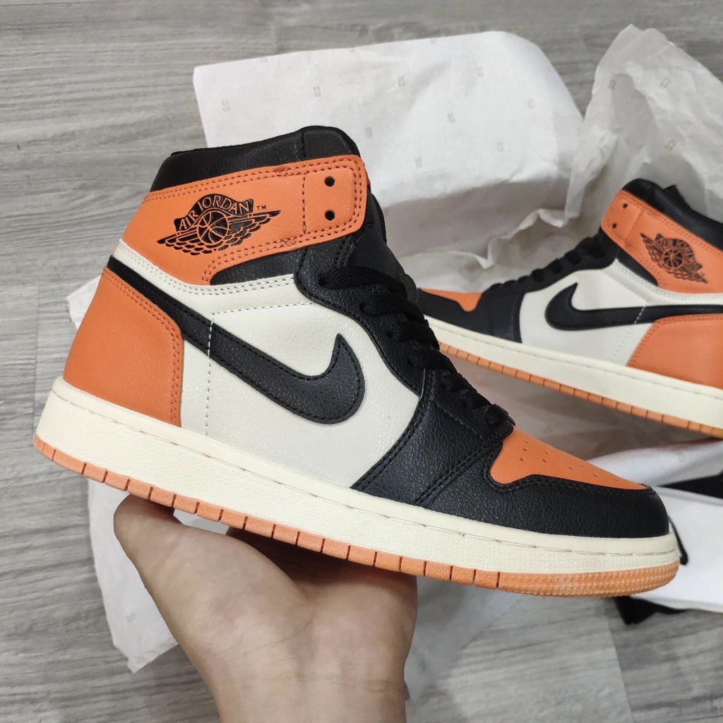 Giày Thể Thao Sneaker Jordan JD1 Đen Cam Cao Cổ Nam Nữ Cao Cấp Full Box Bill