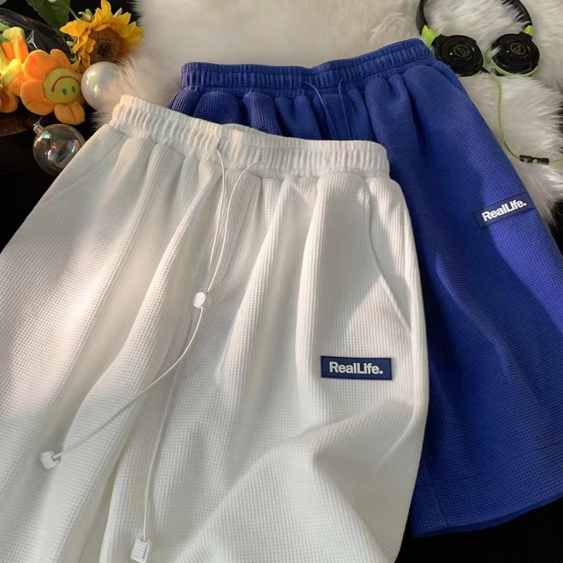 Quần Short Dây Rút Ống Rộng In Nhãn Thời Trang Hàn Quốc Trẻ Trung