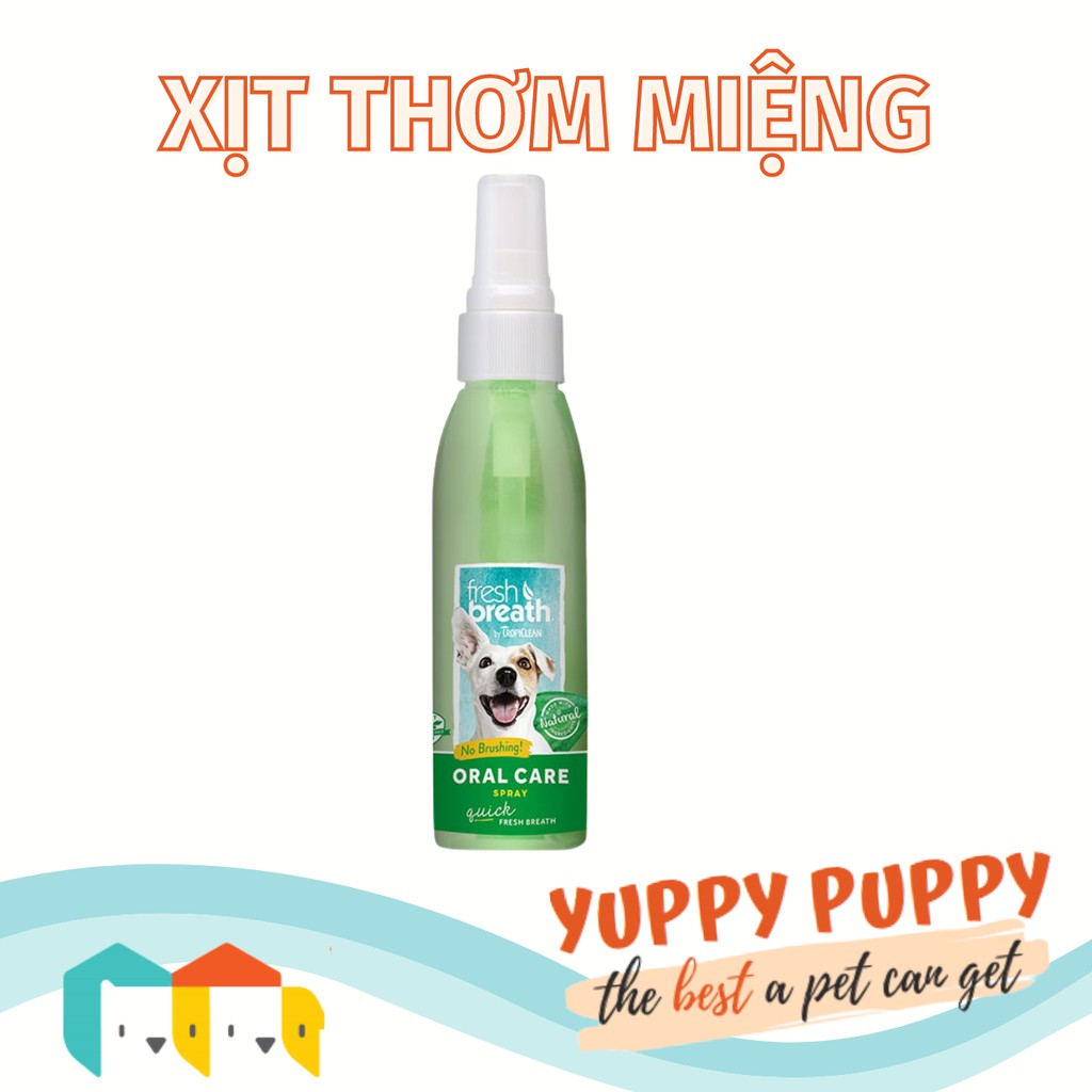 Tropiclean Fresh &amp; Breath Chăm sóc răng miệng và xịt khử hôi miệng cho chó