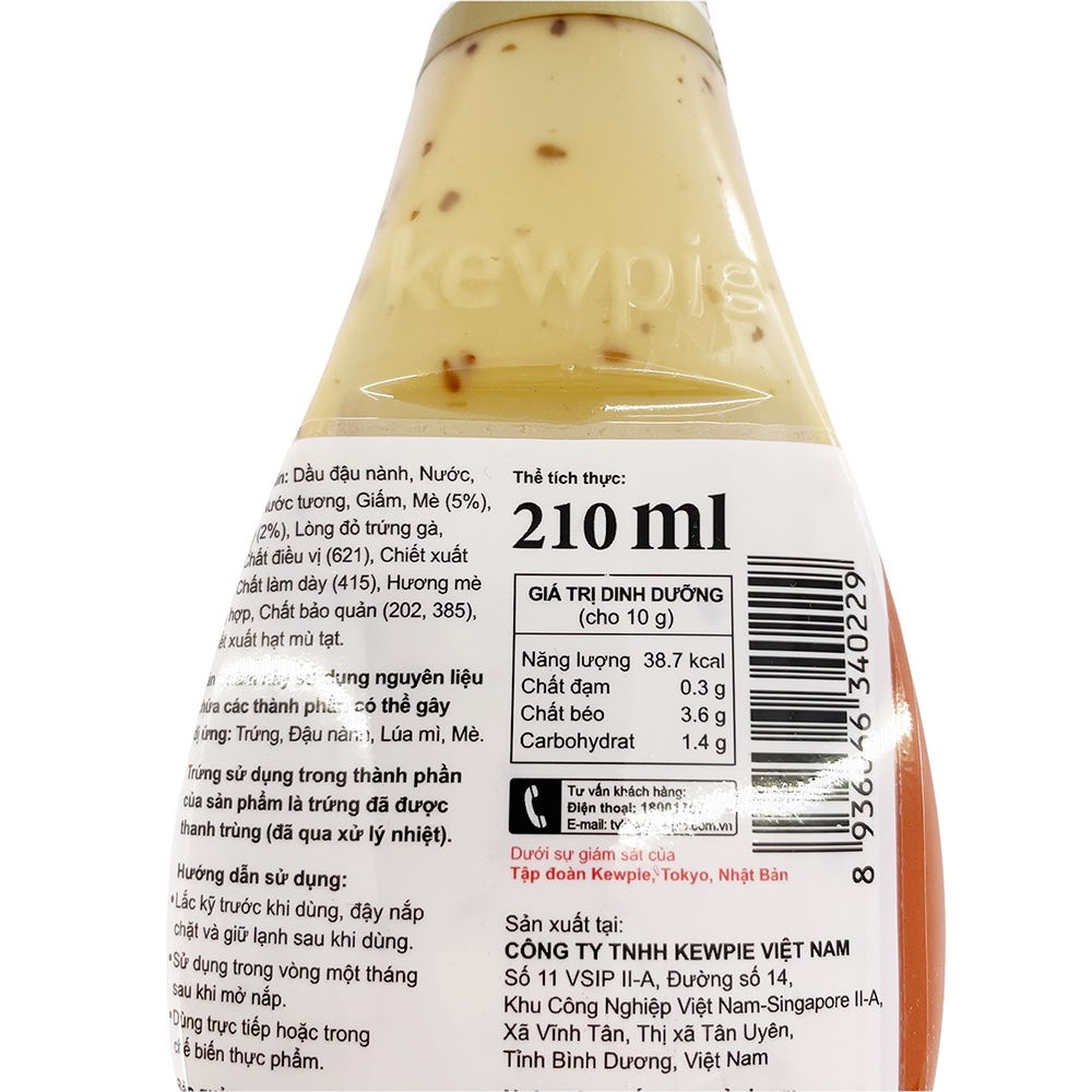 Nước xốt Nước chấm mè rang Kewpie chai 210ml - 500ml - Ăn kèm với rong nho và salad rau