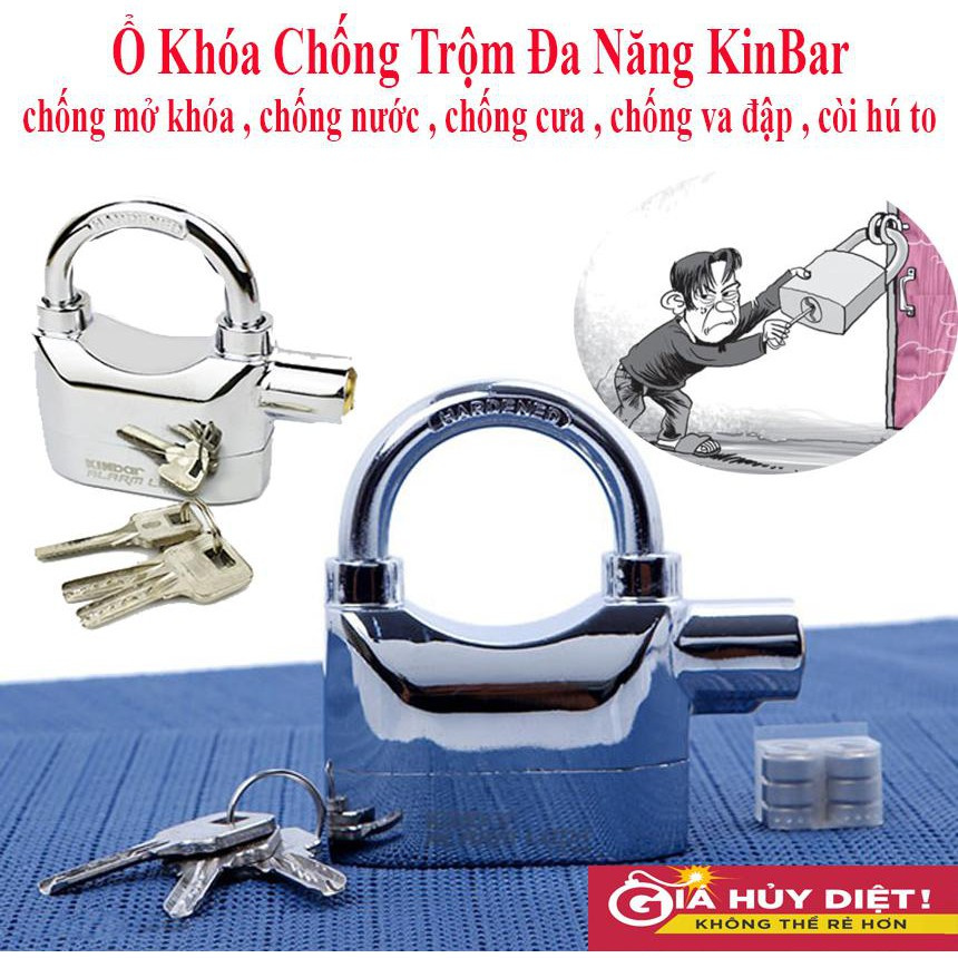 Khóa Chống Trộm, Ổ Khóa Báo Động, Loại Tốt, Ổ Khóa Báo Động Chống Trộm Kinbar Ct02, Có Còi Báo Động, Chống Cắt