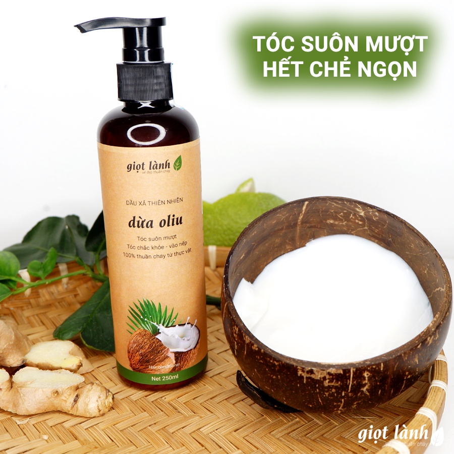 [Combo 2 chai] Dầu xả thảo dược Dừa Oliu - hết xơ rối, mềm mượt tóc 250gram