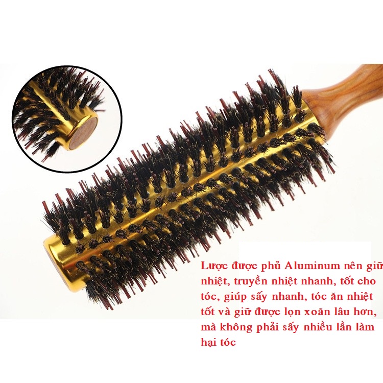 Lược Tròn Sấy Tóc Xoăn Cao Cấp Bọc Nhuộm Aluminum Round Brush Curler Hair