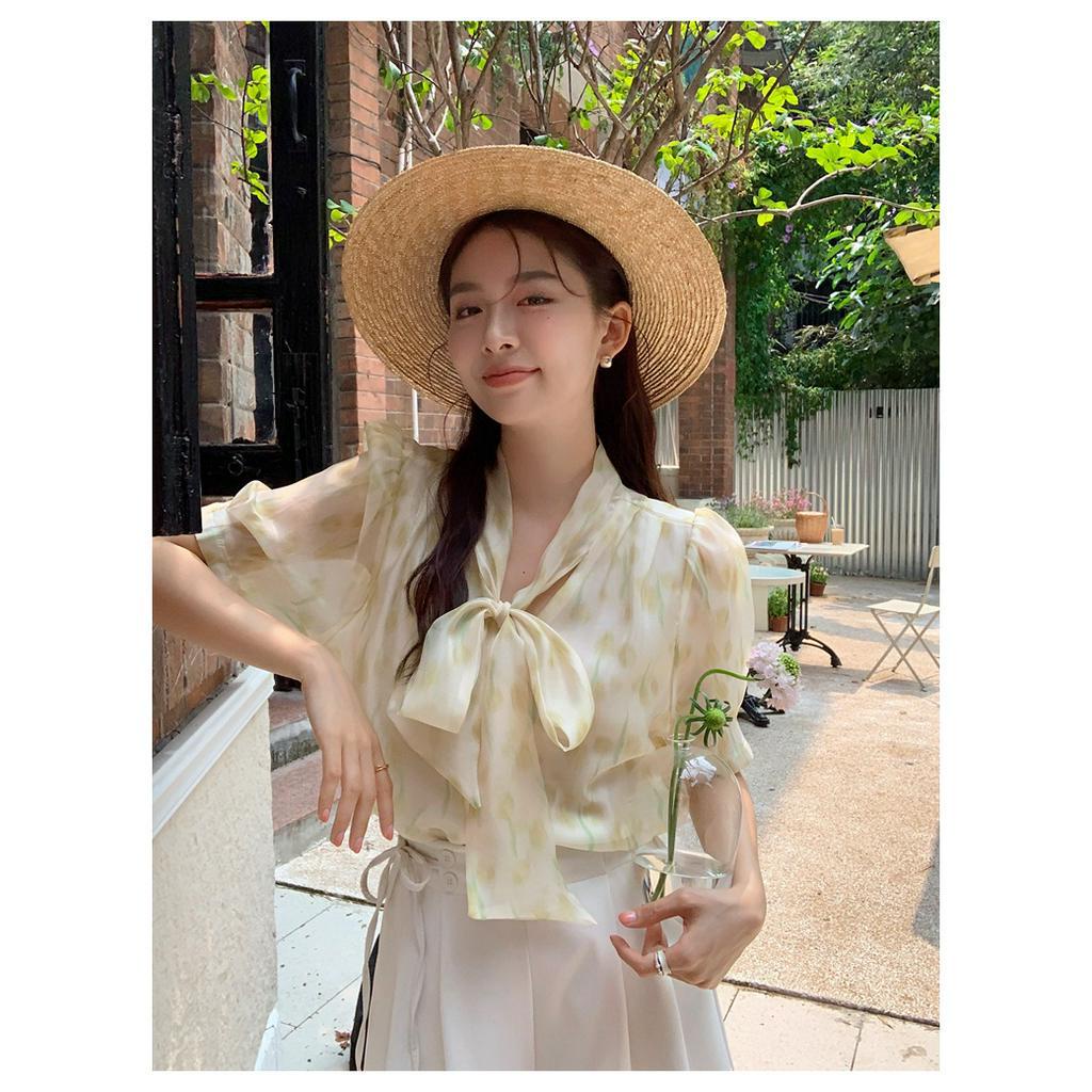 Áo Voan Cột Dây Tay Ngắn Lãng Mạn Mùa Hè 62412