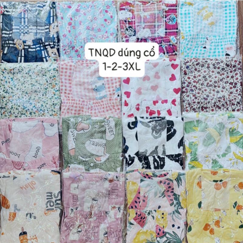 {2&amp;3XL 50~61kg} ĐỒ BỘ TAY NGẮN DÚNG CỔ QUẦN DÀI GÀI CÚC TRƯỚC TOLE LỌAI 1 CAO CẤP MẶC NHÀ